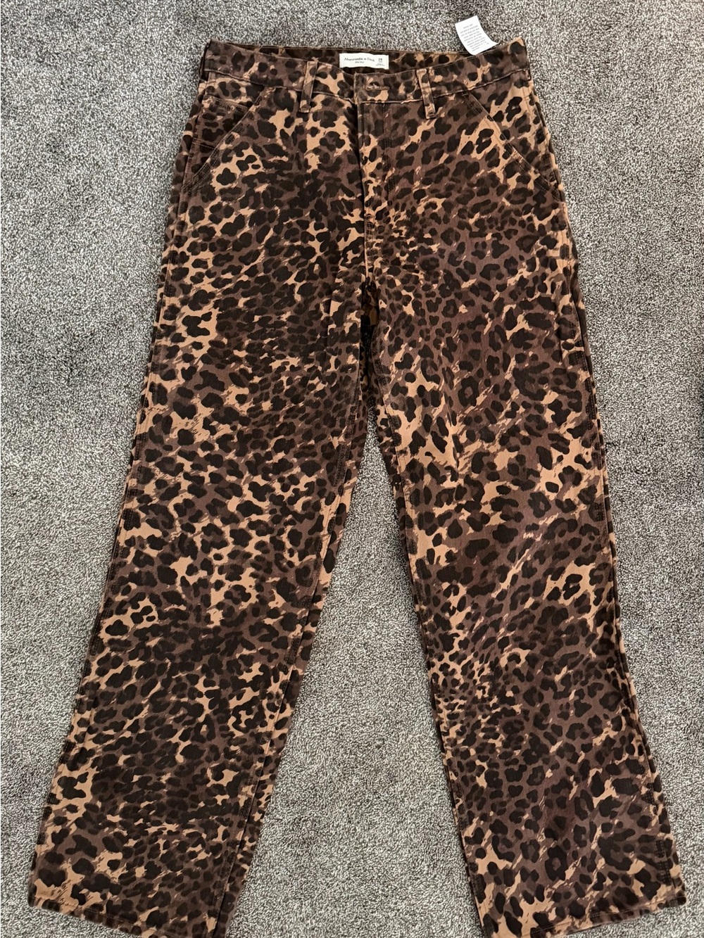 Abercrombie & Fitch Leopard Print Straight Leg Pants - Brown